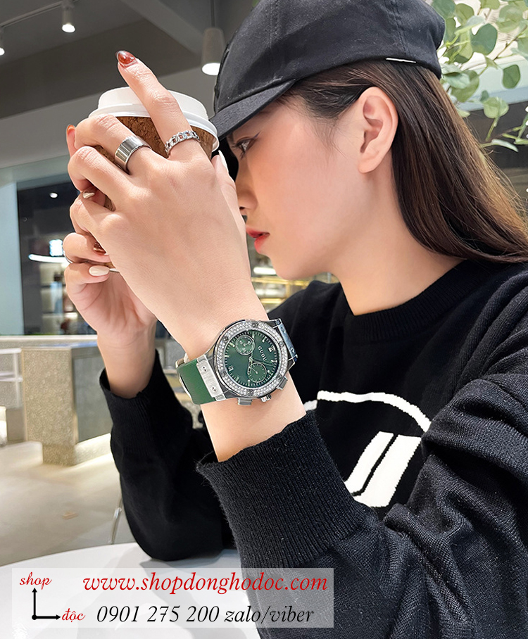 Đồng hồ Guou nữ chính hãng xách tay dây da màu hồng 30mm - DWatch Authentic