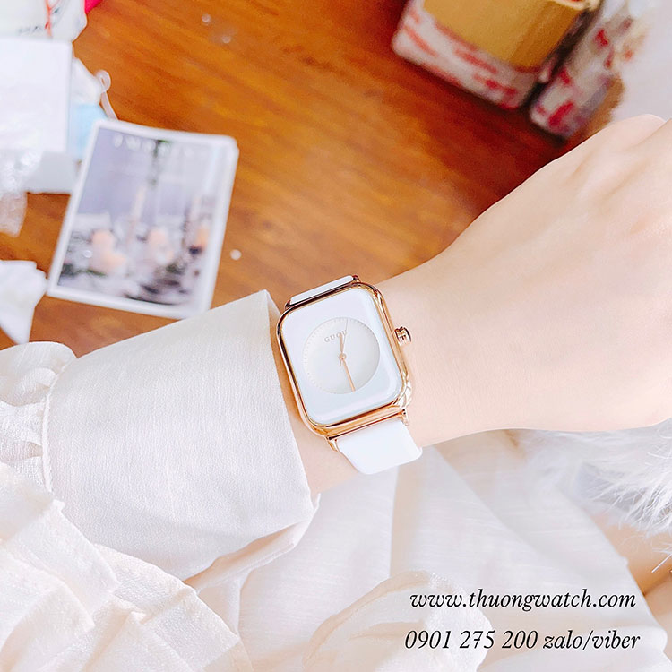 Đồng hồ Guou nữ 8162 dây silicon trắng mặt chữ nhật trắng sang chảnh ĐHĐ38510
